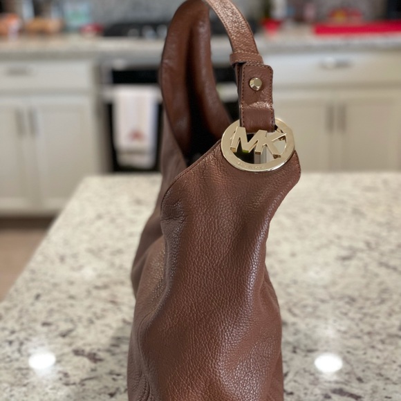Michael Kors soft leather, brown, large hobo style purse gold detail. - Picture 2 of 3